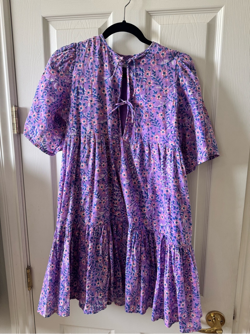 Emerson Fry Lavender Floral Tiered Dress with Tie Back
